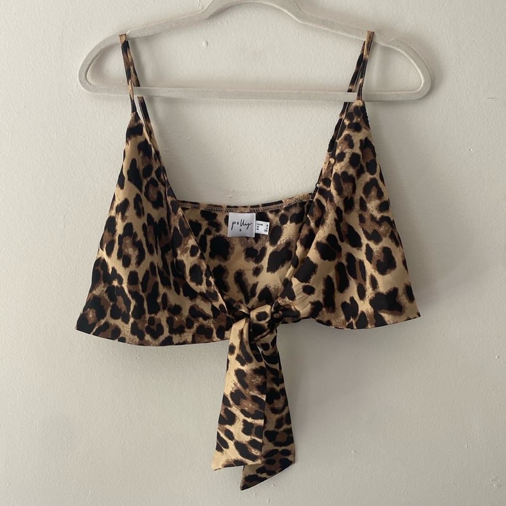 Leopard Print Tie Up Crop Top